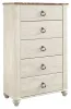 Ashley Furniture B267-46 Willowton - Five Drawer Chest - Brown / Beige / White