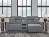 Ashley Furniture 65906S5 Ashley Furniture 65906S5 Modmax II - 3-Piece Power Reclining Sectional With RAF Press Back Power Chaise And Audio Console - Salt And Pepper