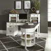 Liberty Furniture 417-HOJ-LSD Allyson Park - L Shaped Desk With Hutch - Wirebrushed White / Charcoal