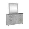 Liberty Furniture 237-BR-DM River Place - Dresser & Mirror - Riverstone White & Tobacco