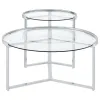 Coaster Fine Furniture 708400 Delia - 2 Piece Round Glass Top Nesting Coffee Table - Chrome