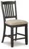 Ashley Furniture D736-124 Tyler Creek - Upholstered Barstool (Set of 2) - Black / Grayish Brown
