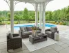 Ashley Furniture P335-081 Oasis Court - Sofa, Chairs, Table Set (Set of 4) - Gray