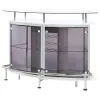 CoasterEssence 182235 Gideon - Curved Glass Top Home Bar Cabinet - White High Gloss