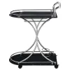 CoasterEveryday 910001 Elfman - 2-Tier Glass Shelf Metal Bar Cart - Black And Chrome