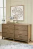 Ashley Furniture B974/31/36/46/76/78 Ashley Furniture B974/31/36/46/76/78 Cabalynn - 5 Pc. - Dresser, Mirror, Chest, King Upholstered Bed - Light Brown