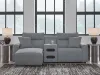 Ashley Furniture 65906S18 Ashley Furniture 65906S18 Modmax II - 3-Piece Power Reclining Sectional With LAF Press Back Power Chaise And Audio Console - Salt And Pepper