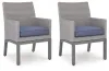 Ashley Furniture PCP418-601A Half Moon Beach - Arm Chair With Cushion (Set of 2) - Blue / Gray