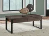 Ashley Furniture T318-1 Ashley Furniture T318-1 Wickman Falls - Rectangular Cocktail Table - Dark Brown