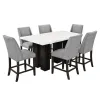 New Classic 45-1221-D6C New Classic 45-1221-D6C Faust - Adjustable Table With 6 Counter Chairs - White / Gray