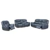 Coaster Fine Furniture 610271-S3 Sloane - 3 Piece Upholstered Reclining Sofa Set - Blue