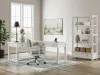 Ashley Furniture H742/34/34R/01A/70 Ashley Furniture H742/34/34R/01A/70 Robbinsdale - 4 Pc. - L-Shaped Home Office Desk, Home Office Desk Chair, Bookcase - Antique White