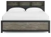 Ashley Furniture PCB1118B19 Ashley Furniture PCB1118B19 Broachmyn - King Lighted Bookcase Panel Bed - Black / Gray