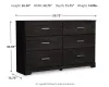 Ashley Furniture B2589-31 Belachime - Six Drawer Dresser - Charcoal