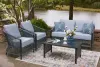 Ashley Furniture PCP391-080 Bridges Beach - Loveseat, Lounge Chairs, Table Set (Set of 4) - Gray