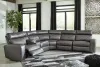 Ashley Furniture 55203S2 Ashley Furniture 55203S2 Samperstone - Zero Wall Recliners With Console 6 Pc Sectional - Gray