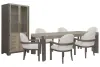 Pulaski Furniture P402240-KIT31 Pulaski Furniture P402240-KIT31 Anderson Park - Leg Dining Table With 6 Upholstered Host Chairs And China Cabinet - Moose Trail / Frontier Brown