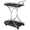 CoasterEveryday 910001 Elfman - 2-Tier Glass Shelf Metal Bar Cart - Black And Chrome