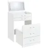 Coaster Fine Furniture 930208 Danbury - 3-Drawer Makeup Vanity & Stool Set - White High Gloss