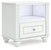 Ashley Furniture PCB1819-91 Kozlani - One Drawer Night Stand - White