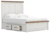 Ashley Furniture B4615B12 Ashley Furniture B4615B12 Savonport - Queen Panel Bed With Under Bed Storage Unit - White / Brown