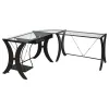 CoasterEssence 800446 Monterey - Glass Top L-Shape Computer Desk - Cappuccino