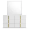 Coaster Fine Furniture 223093M Ines - 6-Drawer Bedroom Dresser With Mirror - White High Gloss