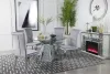 CoasterElevations 115561-S5G Quinn - 5 Piece Round Glass Top Mirrored Dining Set - Gray