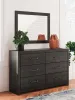 Ashley Furniture PCB2108B1 Hollivern - Dresser And Mirror - Dark Gray