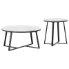 Coaster Fine Furniture 723238-S2 Hugo - 2 Piece Faux Marble Coffee And End Table Set - White