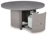 Ashley Furniture PCP418-776 Half Moon Beach - Round Fire Pit Table - Gray