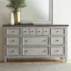 Liberty Furniture 824-BR31 Heartland - 9 Drawer Dresser - Antique White / Tobacco Tops