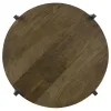 CoasterEssence 935993 Axel - Round Accent Table With Open Shelf - Natural And Gunmetal