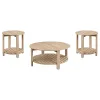 Coaster Fine Furniture 710288-S3 Fowler - 3 Piece Round Coffee And End Table Set - Natural