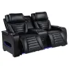 Coaster Fine Furniture 603252PP Zuma - Faux Leather Dual Power Reclining LED Loveseat - Black