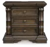 Ashley Furniture B947-93 Maylee - Three Drawer Night Stand - Dark Brown
