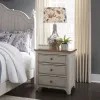 Liberty Furniture 652-BR61 Farmhouse Reimagined - 3 Drawer Nightstand With Charging Station - Antique White / Chestnut Tops