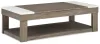 Ashley Furniture T854-9 Loyaska - Lift Top Cocktail Table - Grayish Brown / White
