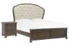 Pulaski Furniture P412-BR-K2-KIT1 Saddle Creek - Queen Upholstered Panel Bed With Nightstand - Timber Brown