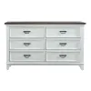 Liberty Furniture 417-BR30 Allyson Park - 6 Drawer Dresser - Wirebrushed White / Charcoal