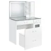 Coaster Fine Furniture 930218 Flora - 2-Drawer Vanity Set With LED Mirror - White High Gloss