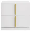 Coaster Fine Furniture 223092 Ines - 2-Drawer Nightstand Bedside Table - White High Gloss