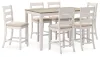 Ashley Furniture D394-423 Skempton - Counter Height Dining Table and Bar Stools (Set of 7) - White / Light Brown