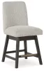 Ashley Furniture D984-124 Burkhaus - Upholstered Swivel Barstool (Set of 2) - Beige / Dark Brown