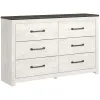 Ashley Furniture B1190/31/36/55/86/92(2) Ashley Furniture B1190/31/36/55/86/92(2) Gerridan - 6 Pc. - Dresser, Mirror, Full Panel Bed, 2 Nightstands - White / Gray
