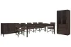 Pulaski Furniture P419240-KIT12 Pulaski Furniture P419240-KIT12 Modern Mosaic - Leg Dining Table With 6 Arm Chairs, Sideboard And China Cabinet - Brown