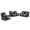 New Classic 22-U7005BKG-3PM New Classic 22-U7005BKG-3PM Nikko - Power P1 3 Piece Sofa & Loveseat & Recliner - Black / Gray