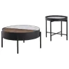 Coaster Fine Furniture 707898-S2 Ozella - 2 Piece Round Coffee And End Table Set - Sandy Black