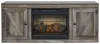 Ashley Furniture EW0440W7 Wynnlow - TV Stand With Faux Firebrick Fireplace Insert - Gray
