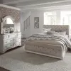 Liberty Furniture 244-BR-KUSLDM Liberty Furniture 244-BR-KUSLDM Magnolia Manor - 3 Piece Bedroom Set (King Upholstered Sleigh Bed, Dresser & Mirror) - Antique White